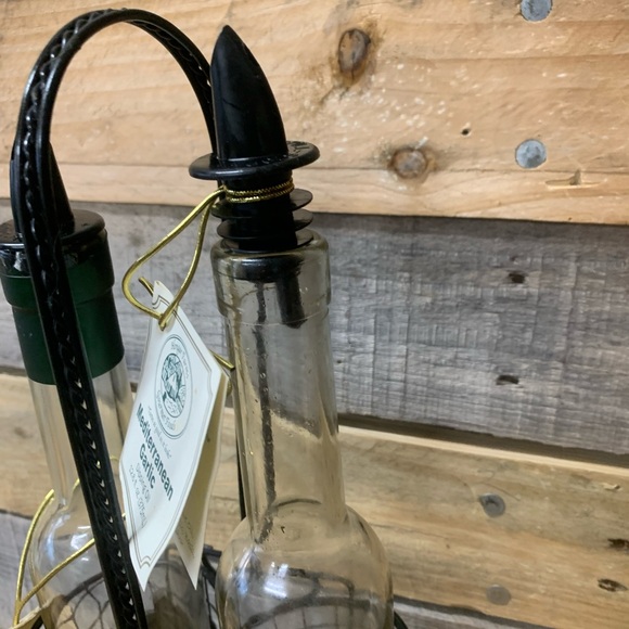 Set of Two Olive Oil Bottles with Wrought Iron Holder - Picture 7 of 7